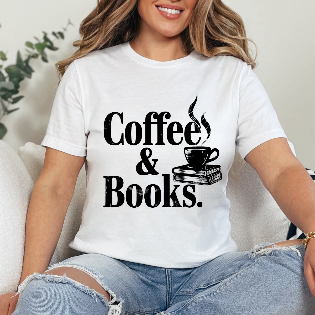 Coffee and Books SINGLE Color DTF Transfer