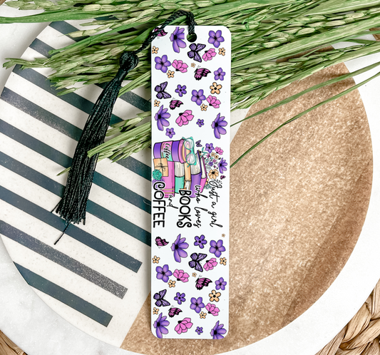 Just a Girl Who Loves Books and Coffee Bookmark UV DTF Transfer