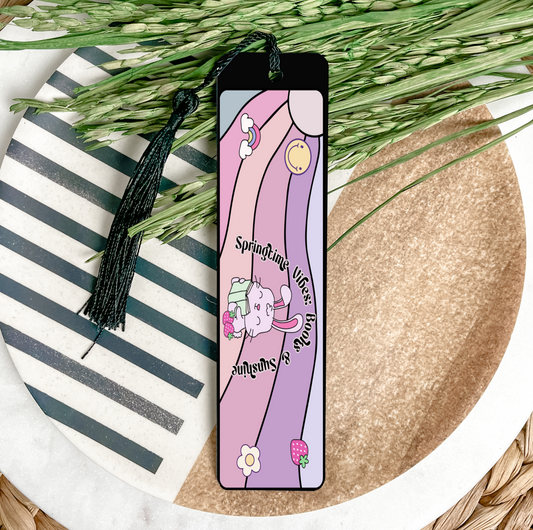 Springtime Vibes: Books & Sunshine UV DTF Transfer for Bookmarks