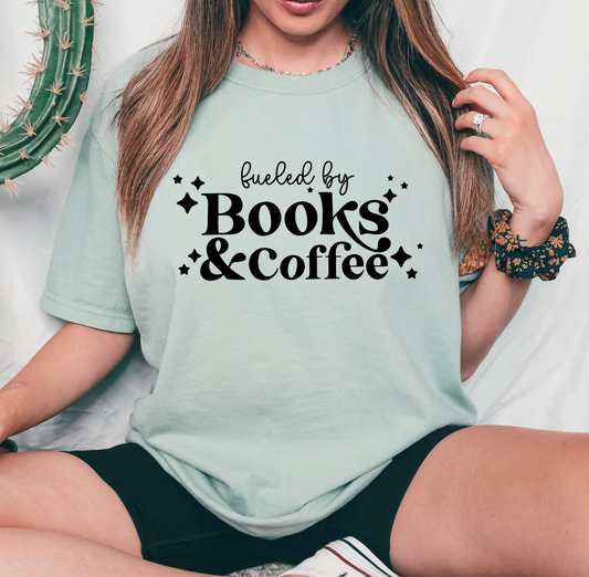 Fueled by Books and Coffee Screen Print Transfer