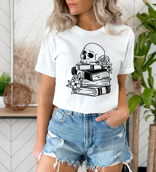 Skull On Books SCREEN PRINT