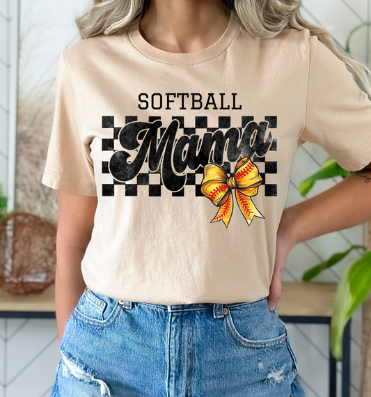 Softball Mama Checkered DTF Transfer