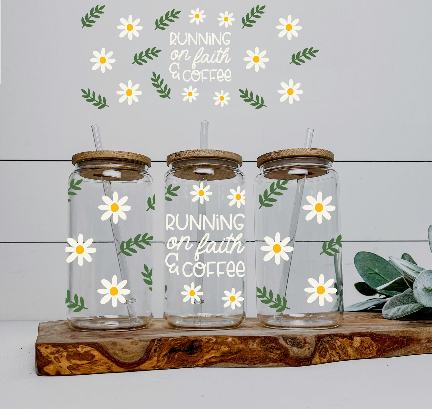 Running on Faith and Coffee 16oz UV DTF