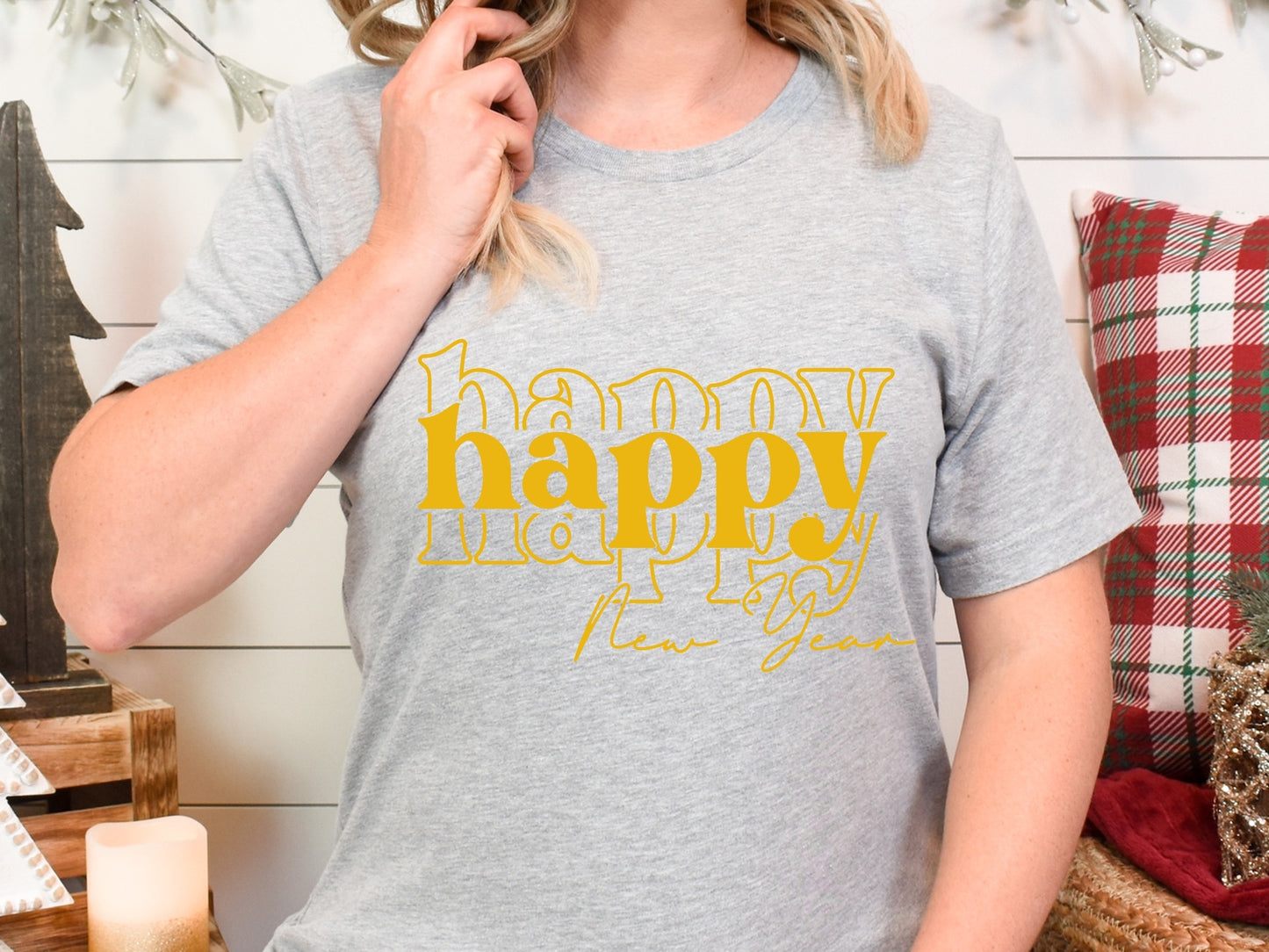 DRAFT Happy New Year Yellow Screen Print Transfer
