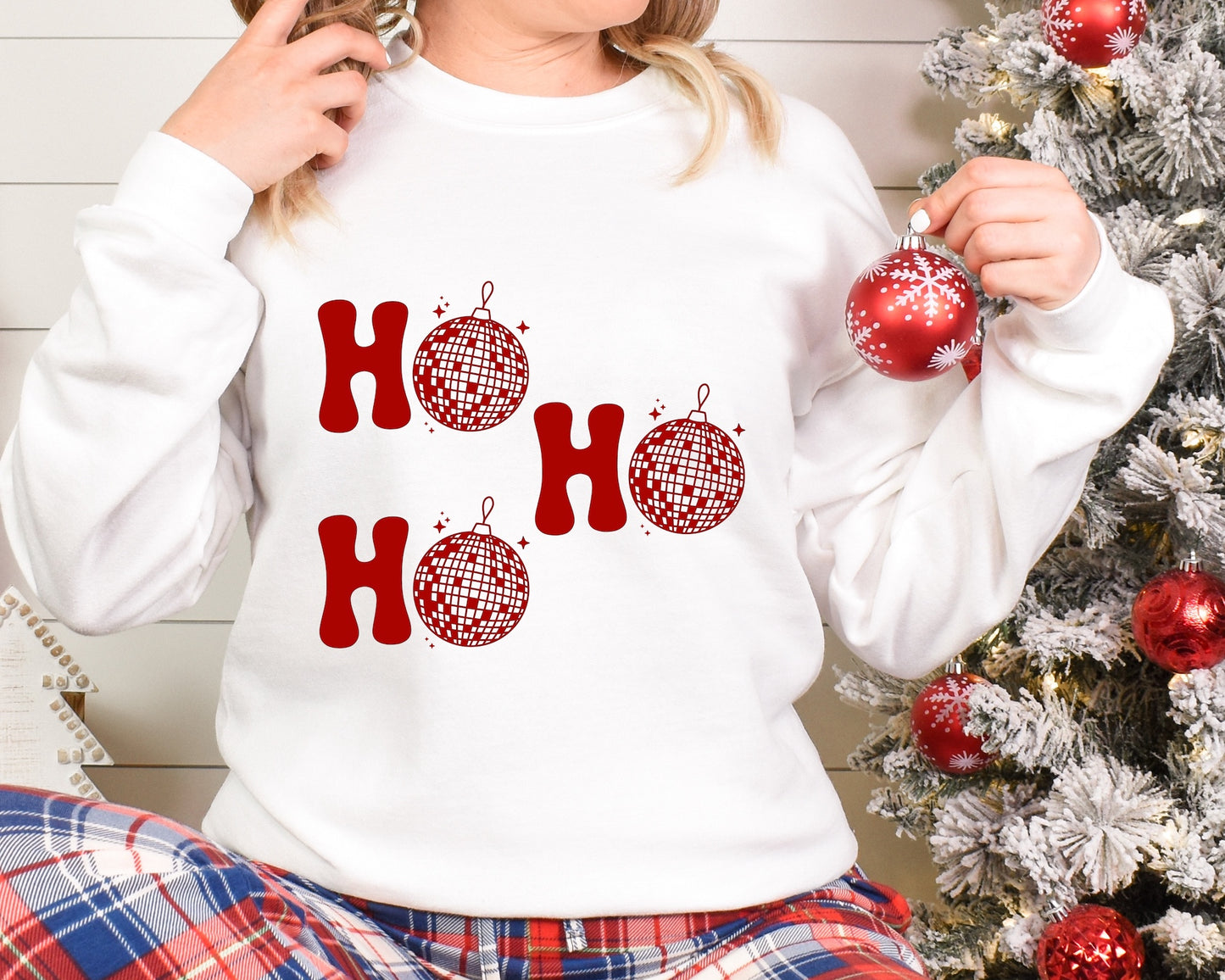 GOOD Ho Ho Ho Disco Ball Red Screen Print Transfer