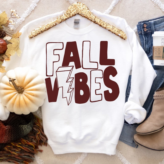 Fall Vibes Burgundy Screen Print Transfer