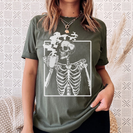 Skeleton Coffee Screen Print Transfer
