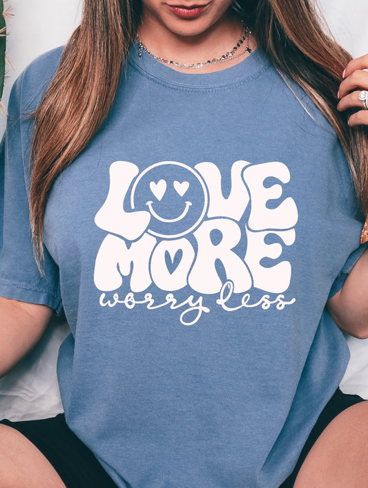 Love More White Screen Print Transfer