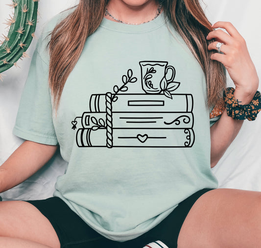 Book Stack Screen Print Transfer