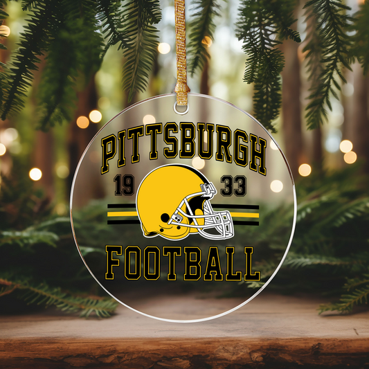 Pittsburgh Football Ornament Size UV DTF DOUBLE SIDED