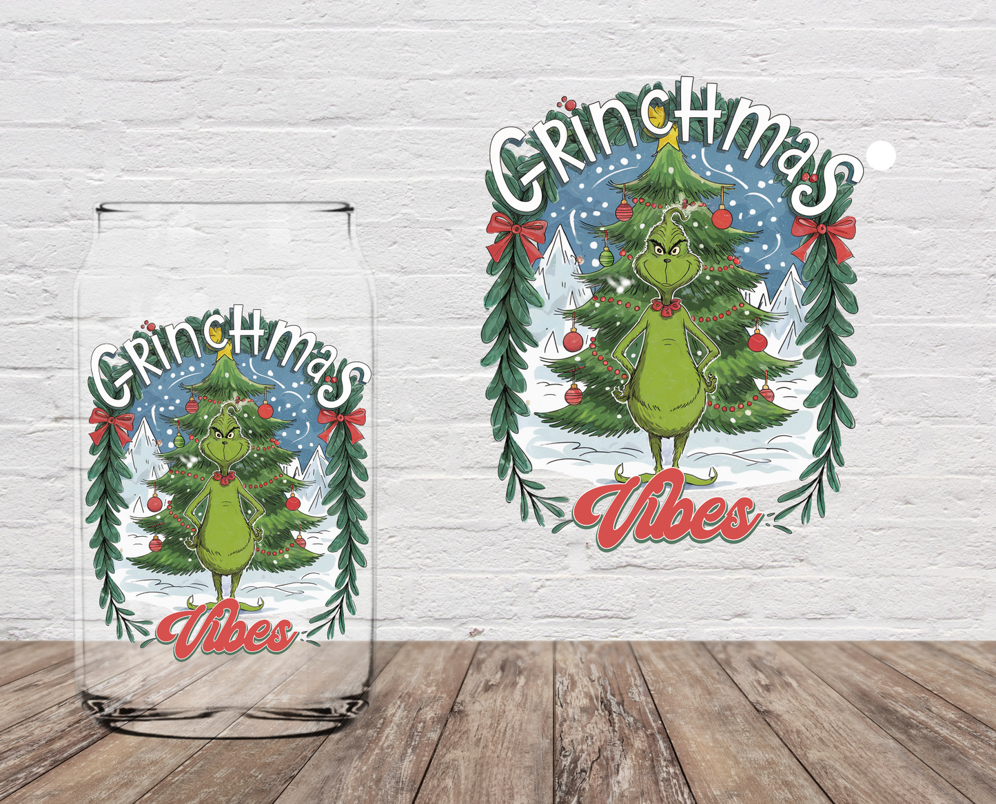 Green Monster Vibes Christmas Tree 4" UV DTF