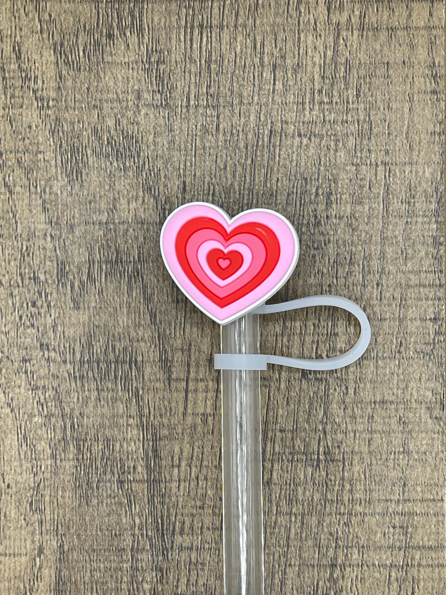 Pink Heart Silicone Straw Topper