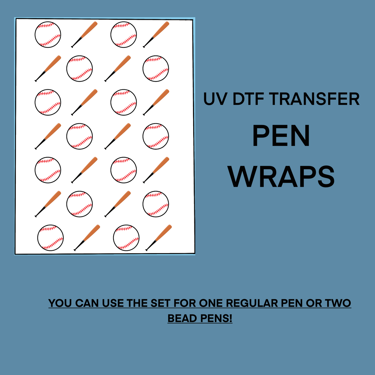 Baseball Pen Wrap UV DTF