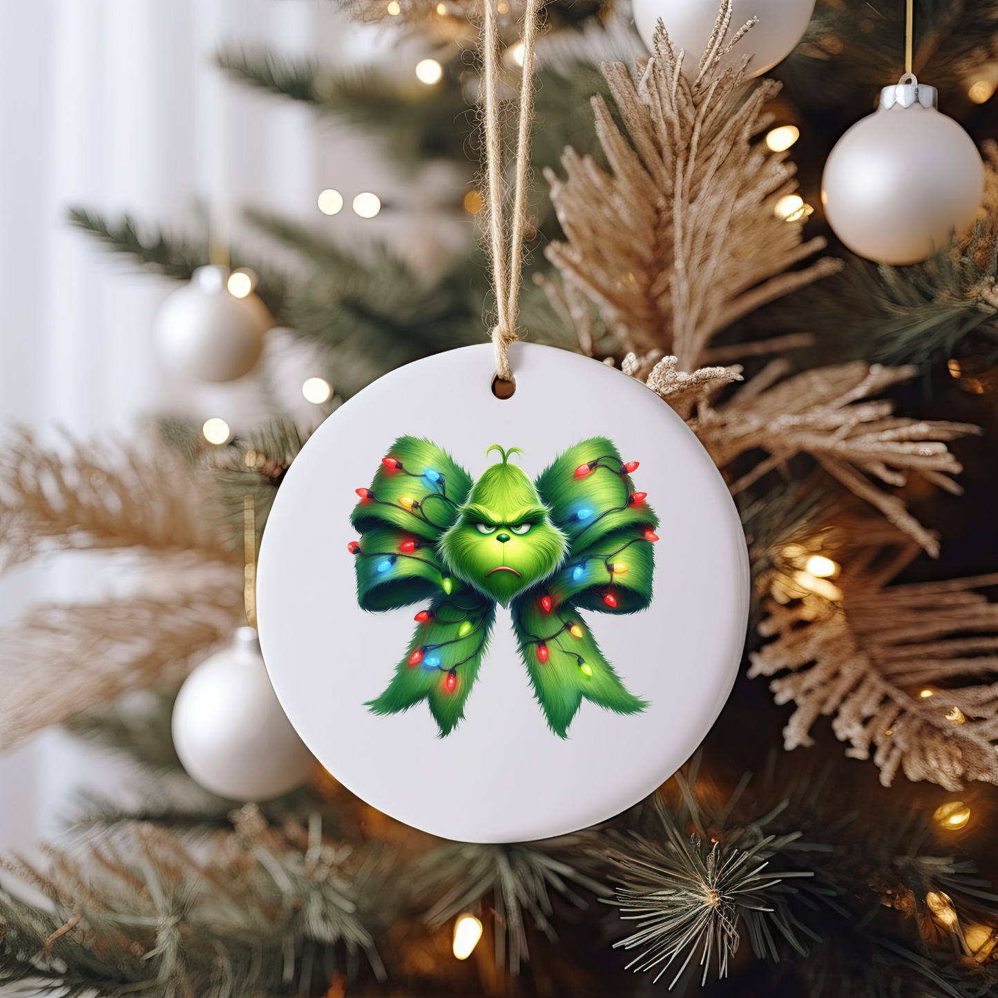 Green Monster Face Ornament Size UV DTF DOUBLE SIDED