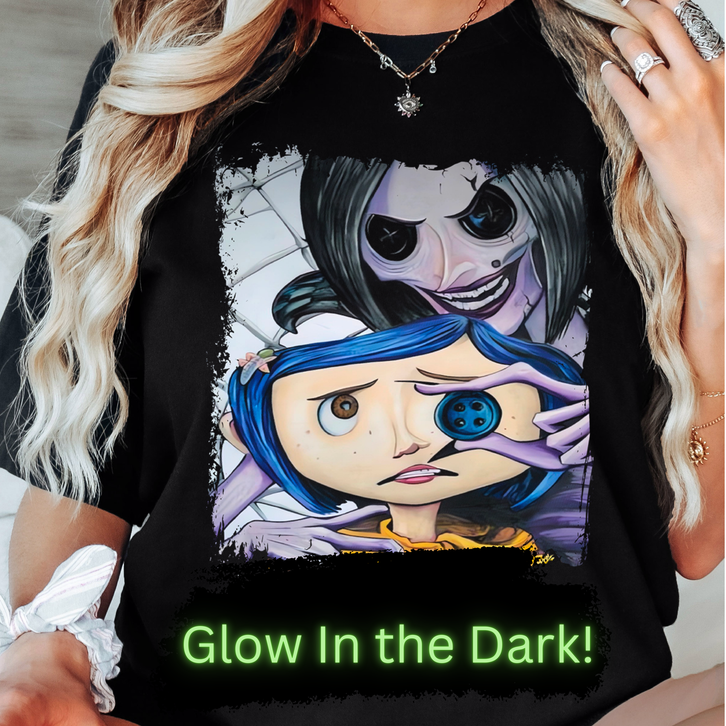 CORA and Mom DTF Transfer GLOW IN THE DARK (press on black garments)