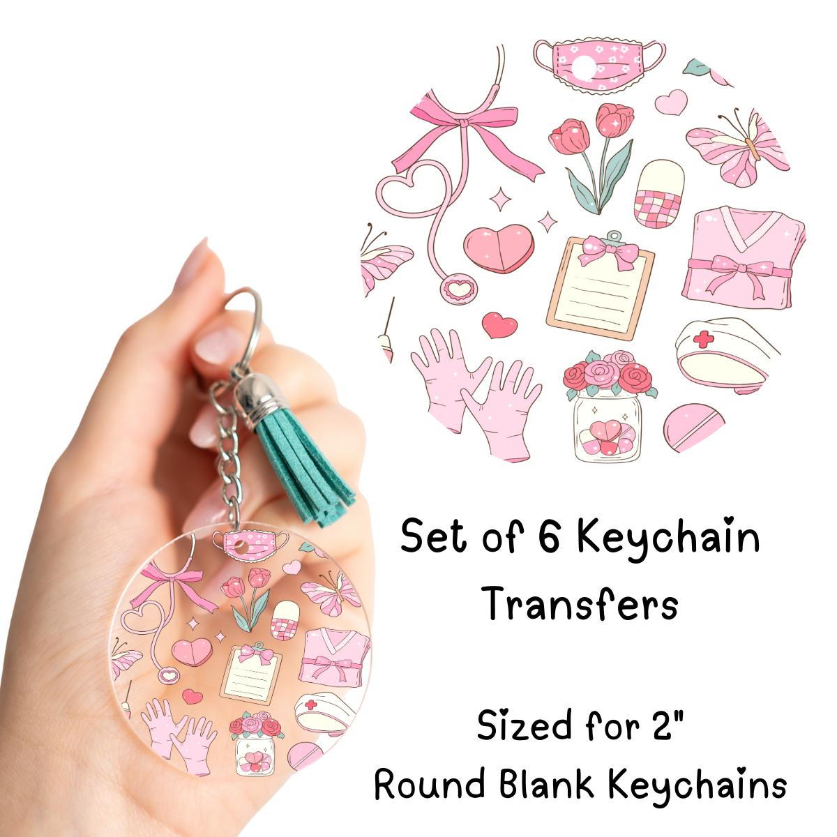 Nurse Round Keychain Transfers