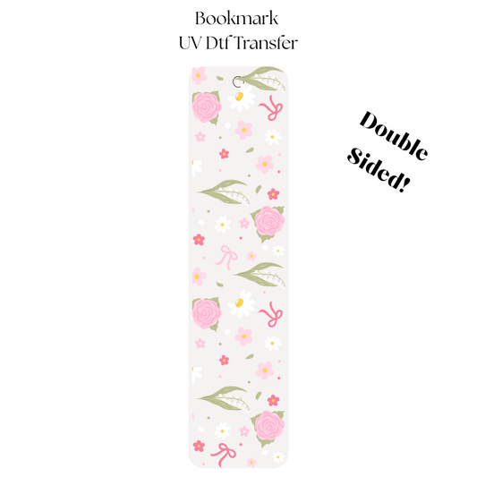Pink White Flowers and Bows Bookmark Transfer