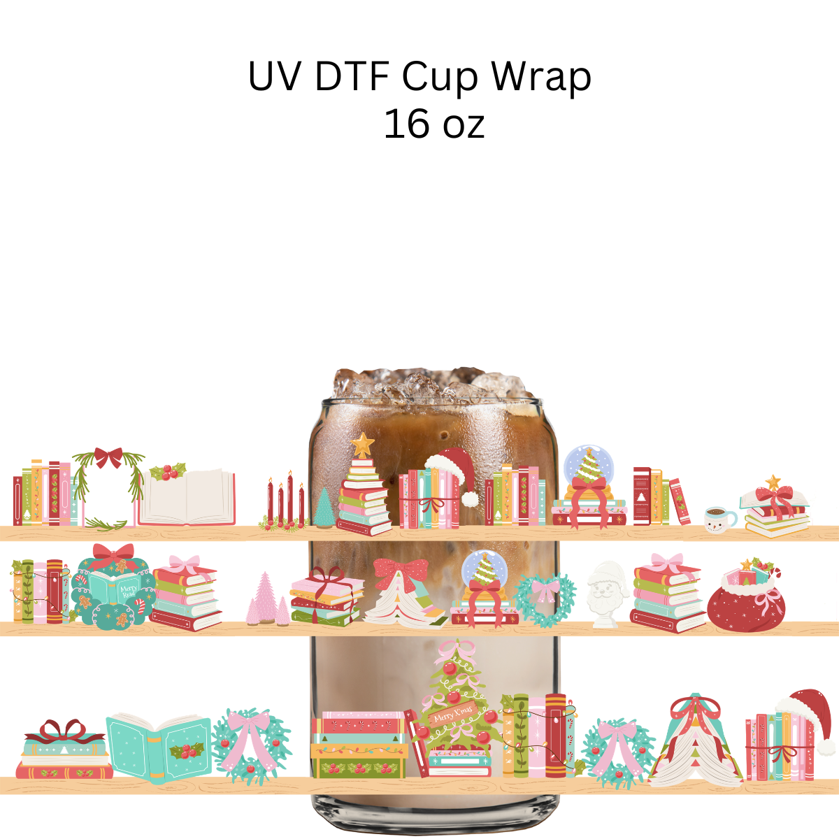 Christmas Bookshelf UV DTF Cup Wrap