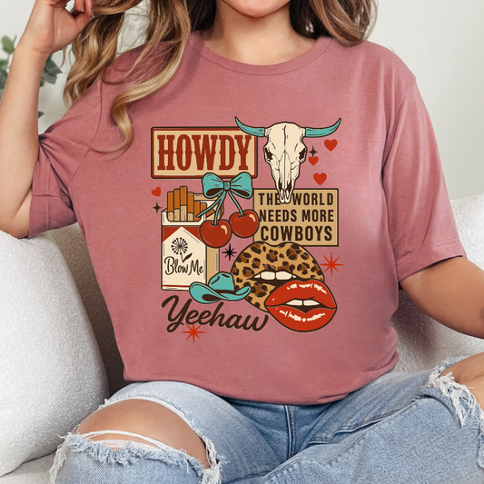 Howdy The World Needs More CowBoys DTF TRANSFER