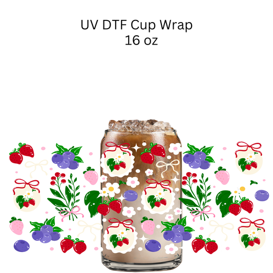 Strawberries and Blueberries UV DTF Cup Wrap