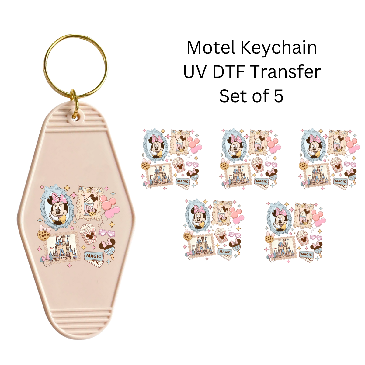Girl Mouse Frames Set of 5 Keychain Transfers