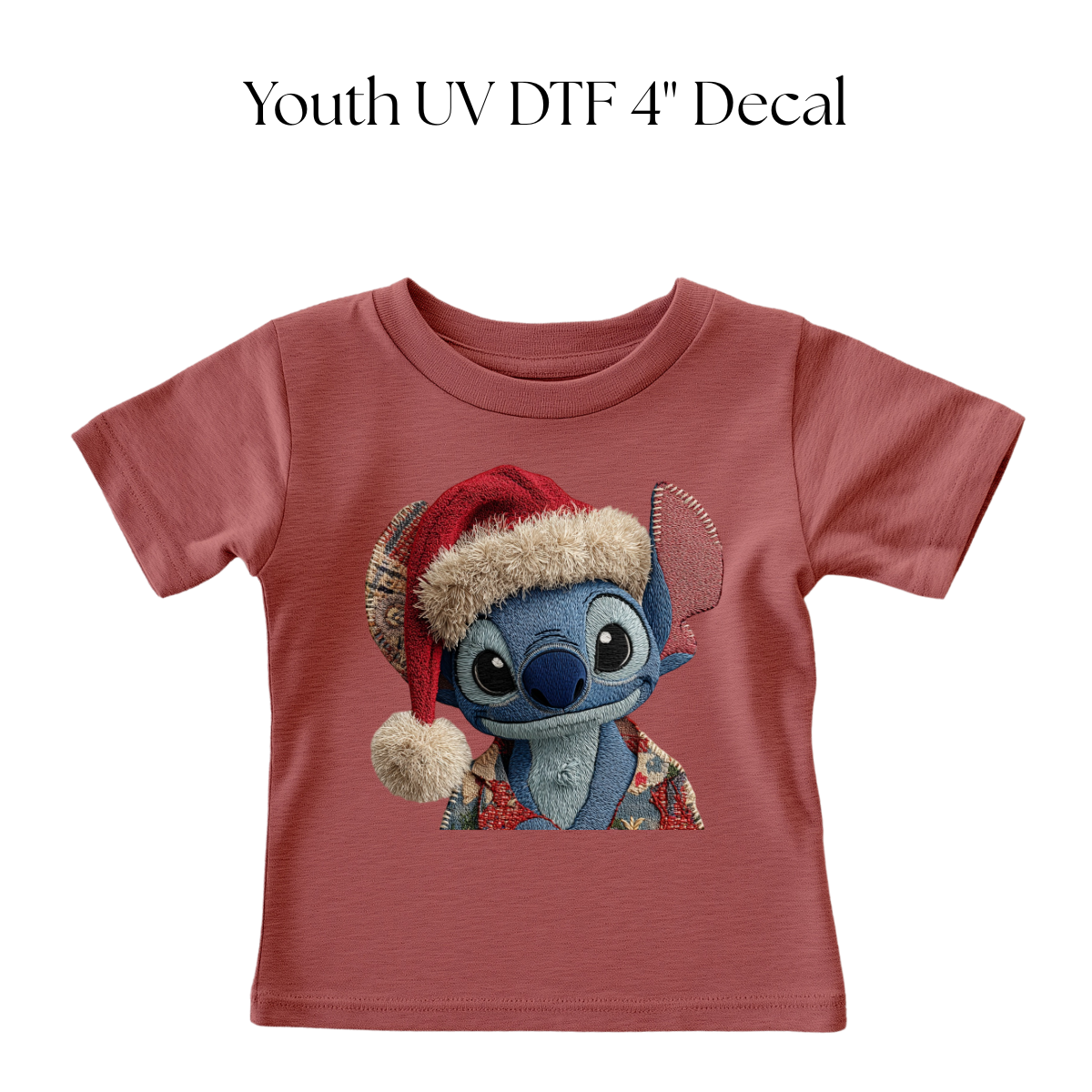 YOUTH Blue Alien Santa Hat Faux Yarn DTF Transfer