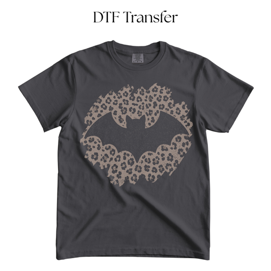 Cheetah Print Bat DTF Transfer (Press On Black)