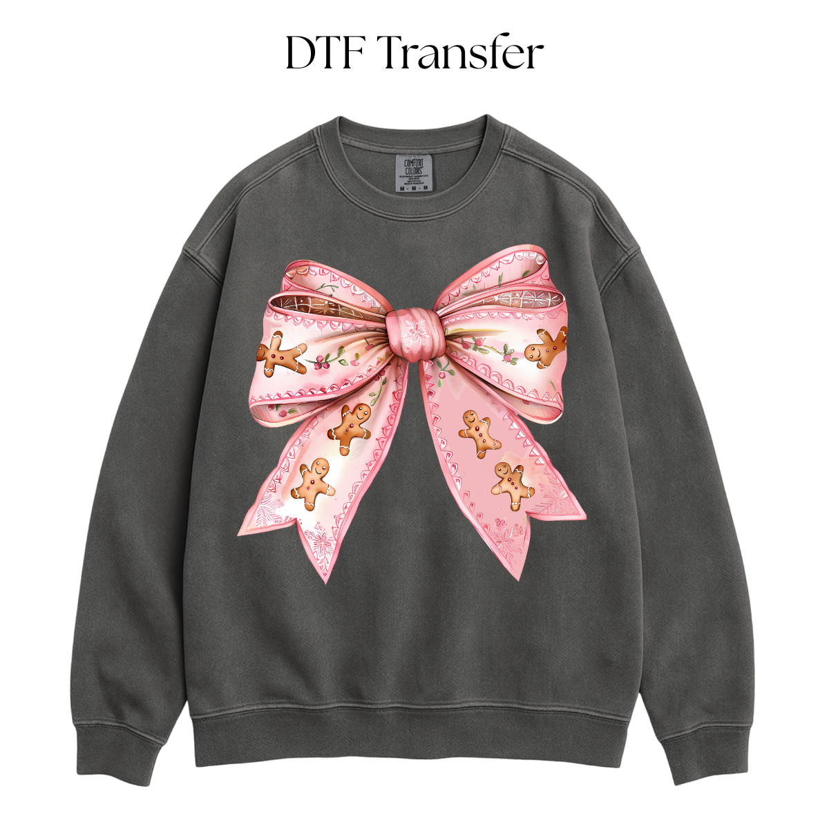 Gingerbread Man Pink Bow DTF Transfer