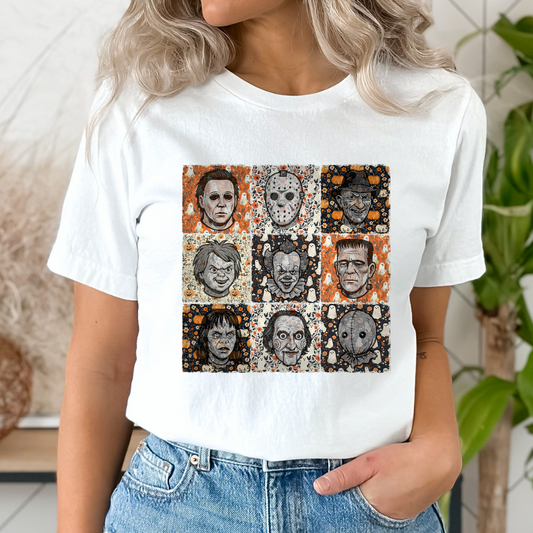 Monster Faces Ghost Squares DTF TRANSFER