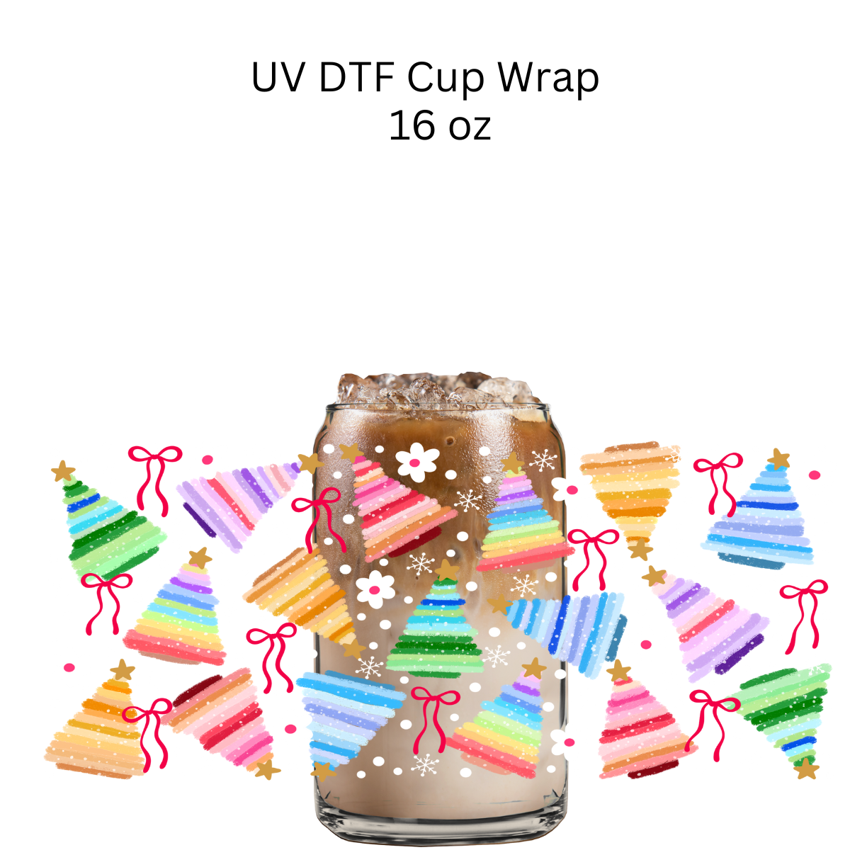 Colorful Christmas Tree UV DTF Cup Wrap
