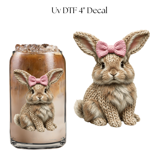Light Brown Bunny Faux Knit 4” UV DTF Decal