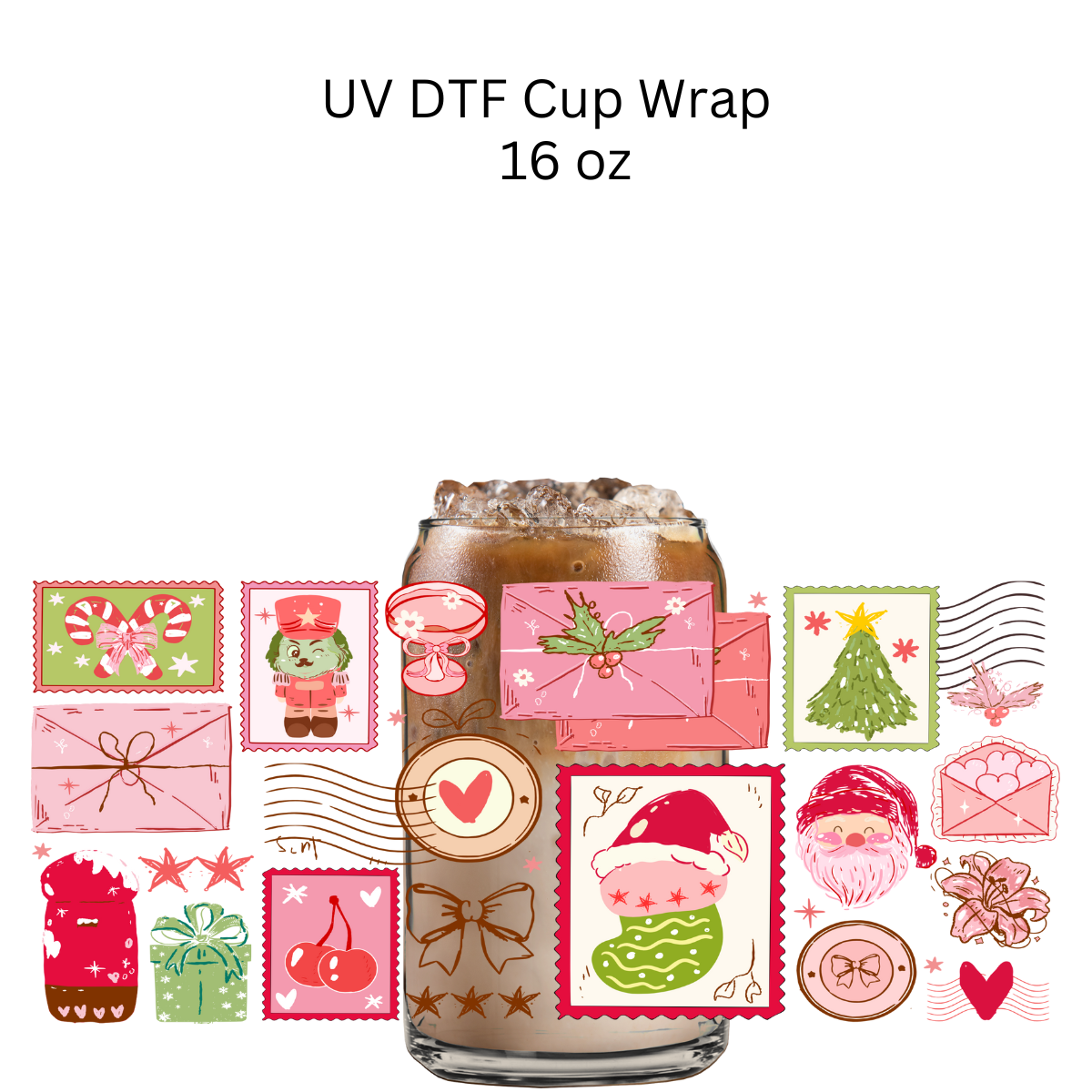 Christmas Stamps UV DTF Cup Wrap