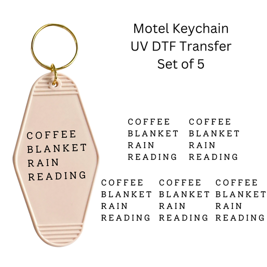 Coffee Blanket Rain Reading Set of 5 Keychain Transfers
