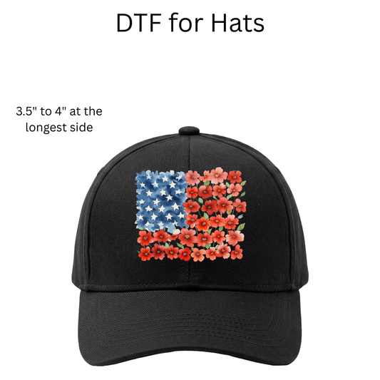 Floral Flag Hat DTF Transfers