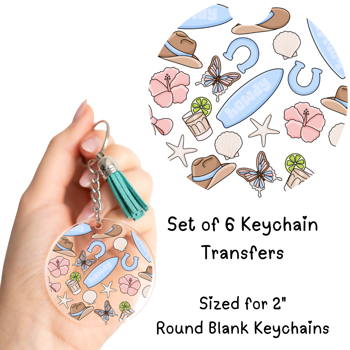 Surfboard Round Keychain Transfer