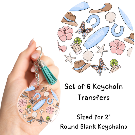 Surfboard Round Keychain Transfer