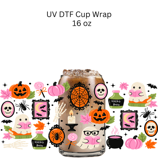 Ghosties Pink Witch Brew UV DTF Cup Wrap