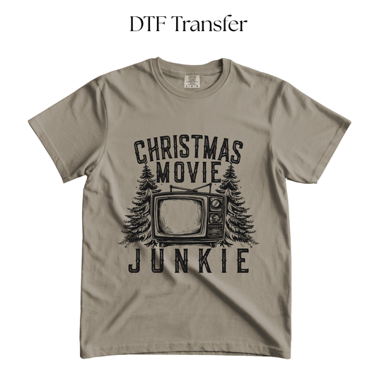 Christmas Movie Junkie Single Color DTF Transfer
