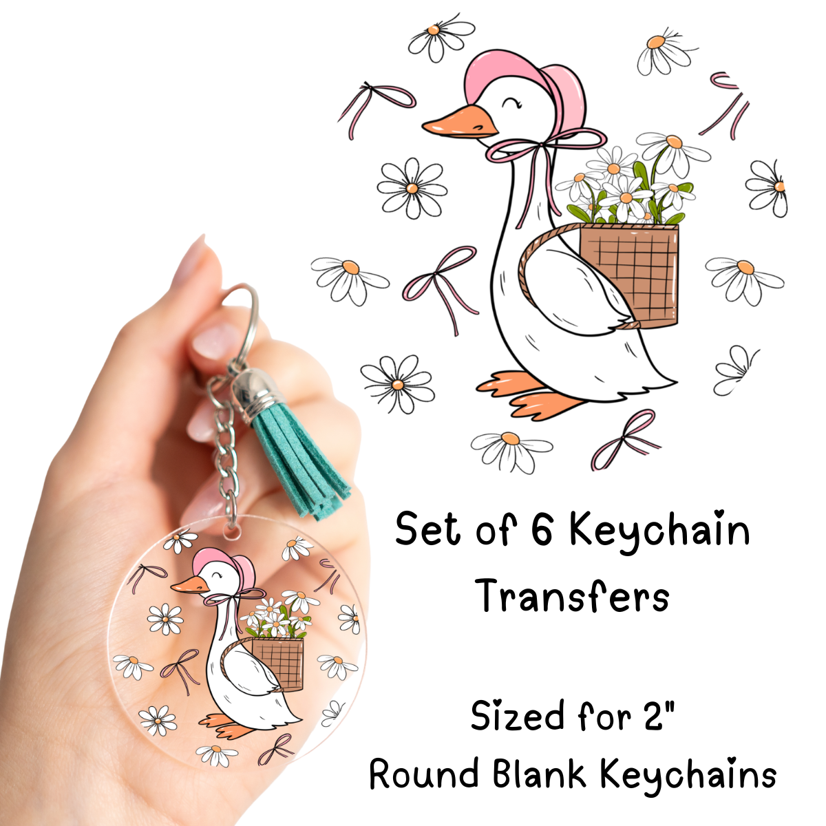 Goose Daisy Backpack Round Keychain Transfer