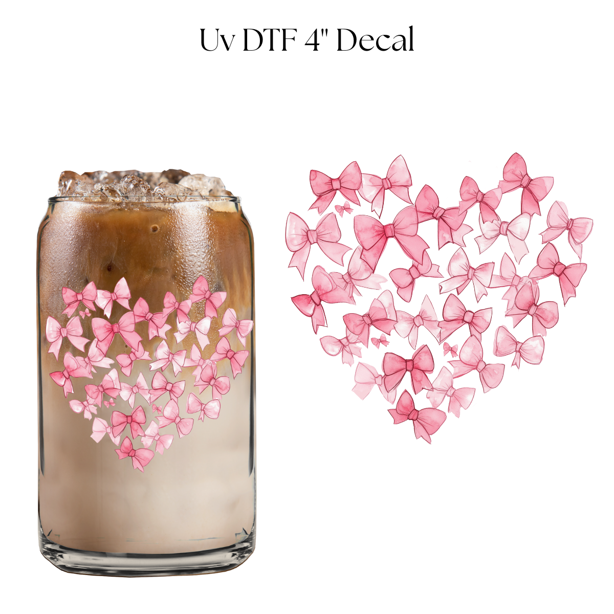 Bow Heart 4” UV DTF Decal