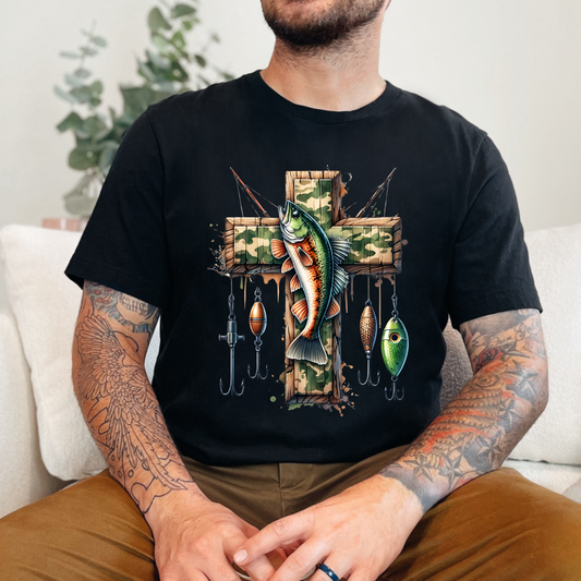 Cross and Fishing DTF TRANSFER