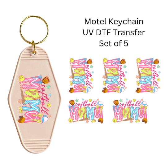 Softball Mama Set of 5 Keychain Transfers