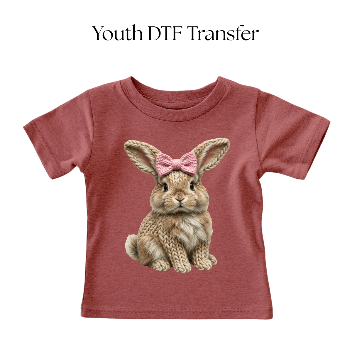 YOUTH Light Brown Bunny Faux Knit DTF Transfer