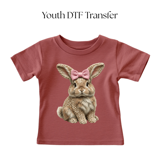 YOUTH Light Brown Bunny Faux Knit DTF Transfer