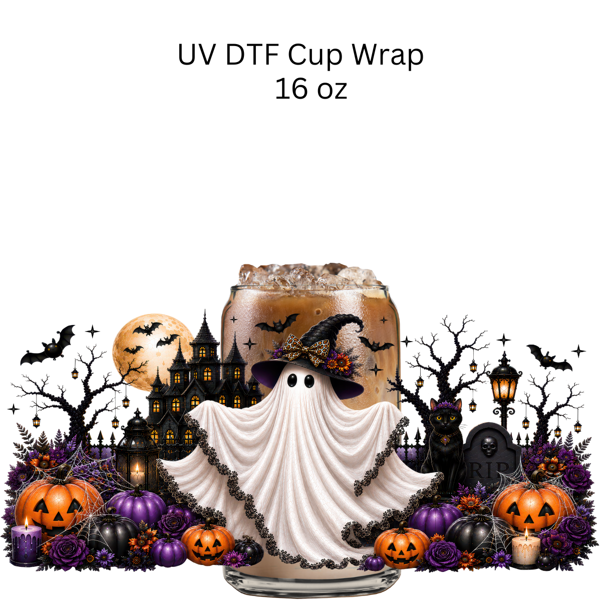 Ghost Black Castle  UV DTF Cup Wrap