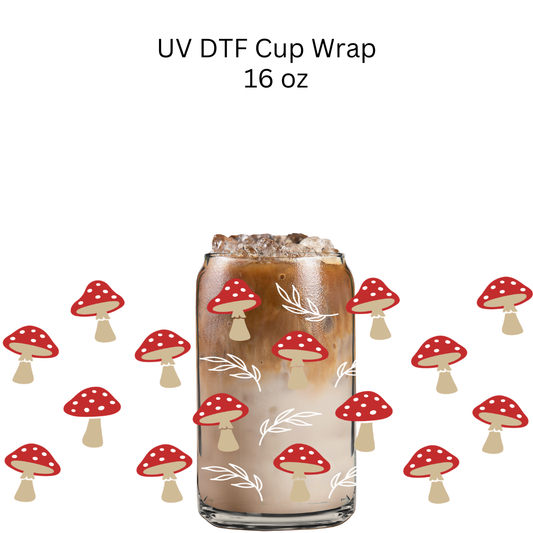 Red Mushrooms UV DTF Cup Wrap