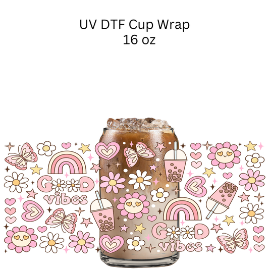 Pink Good Vibes UV DTF Cup Wrap