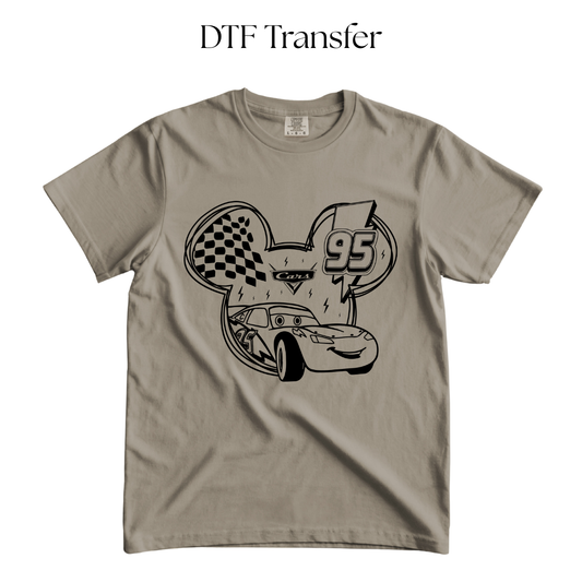 Mouse Car Single Color DTF Transfer