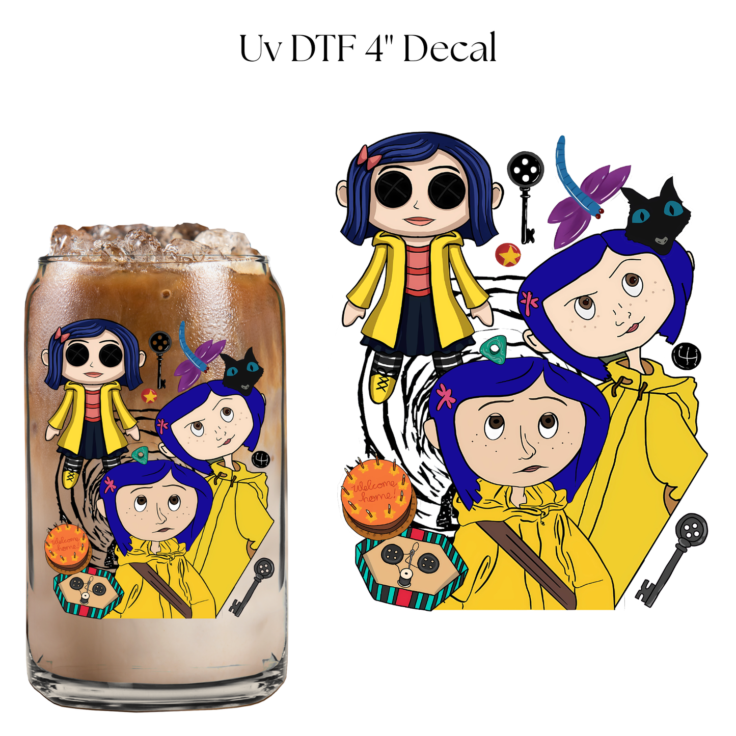 Cora Girl 4” UV DTF Cup Decal