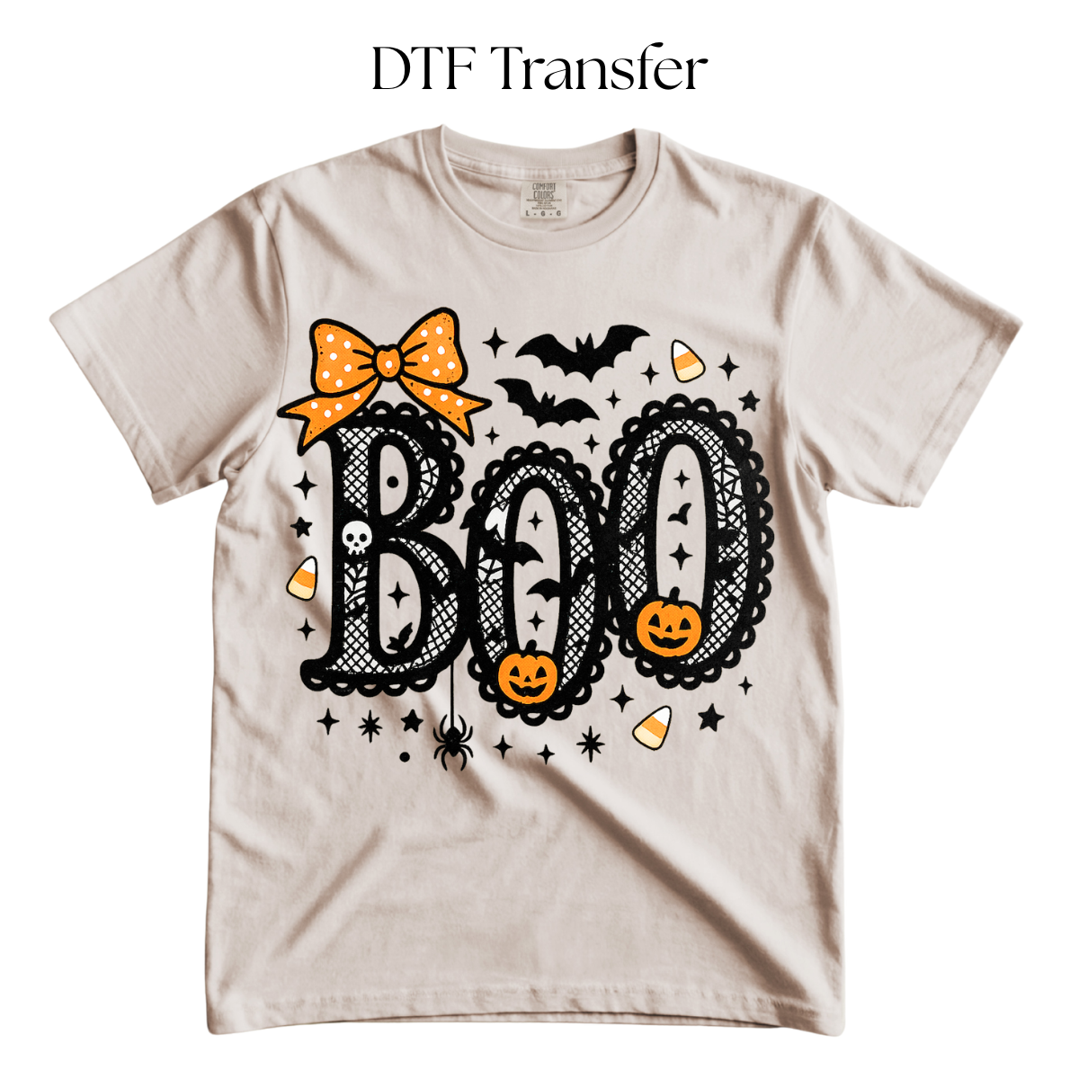 Black Lace Boo DTF Transfer